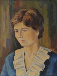 Mid Century Framed Oil Painting: European Impressionist Female Portrait