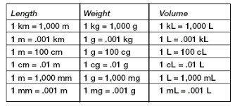 Metric Measurement Conversion Chart For Kids School