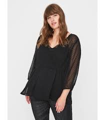 Agréable à porter , tissu voilage. Blouse Grande Taille Transparente A Plumetis Noir Junarose Chic Noir