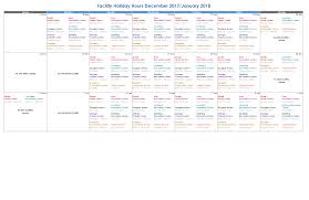 International year of sustainable tourism for development. Facility Holiday Hours December 2017 January 2018
