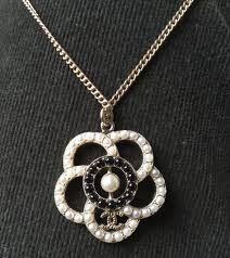 Black And White Necklace Chanel Camellia Pearl Black White Cc Pendant Necklace Gold Chain Authentic Nib Chanel Camellia Gold Chain Necklace Chanel Jewelry