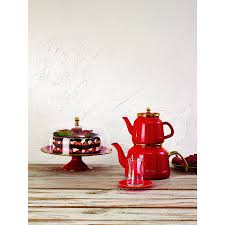 Cookplus nostalji çaydanlık takımı paslanmaz çelik 18/10 cr.ni. Emsan Troy Induksiyon Tabanli Emaye Caydanlik Takimi Kirmizi Karaca