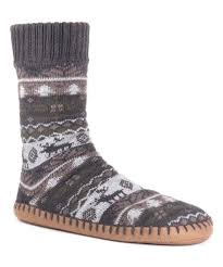 Muk Luks Fossil Fair Isle Slipper Socks Men