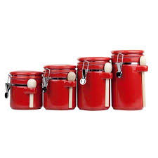 Sourcing guide for ceramic kitchenware canister set: Home Basics Ceramic Canister With Spoon Set 4 Pieces Red Walmart Com Ceramic Kitchen Canisters Ceramic Canister Set Ceramic Kitchen Canister Sets