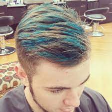 Pin By Emily Roberts On Haircut Ideas Blue Hair Streaks Blue Hair Highlights Men Hair Color