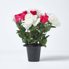 Maybe you would like to learn more about one of these? White Pink Grave Artificial Flowers Roses Rosebuds Mix In Grave Vase