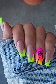 Pick a bright acrylic color and paint them solid or in a. 40 Cute Bright Summer Acrylic Nails Designs Tree Nails Bright Summer Acrylic Nails Palm Tree Nails