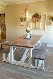 I Followed Ana White 39 S Diy Farmhouse Table Plans To Build Our New Dining Ro Farmhouse Dining Rooms Decor Farmhouse Dining Room Table Farmhouse Dining Table