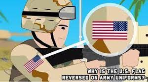 However, bunting of blue, white, and red can be used for decorative purposes in place of the flag. Why Is The U S Flag Reversed On Army Uniforms Youtube