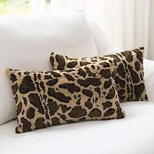 Kilim pillow cover 16x16 inch decorative square boho design throw accent vintage kelim interior design retro anatolian natural dye cushion cover. Amazon Com Cheer Collection Set Of 2 Leopard Print Throw Pillows Soft Velvety Faux Fur Decorative Lumbar Couch Pillows 12 X 20 Home Kitchen
