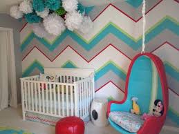 Babyzimmer Chevron Muster Wand Pompoms Babyblauoh That Wall Kinder Zimmer Kinderzimmer Babyzimmer