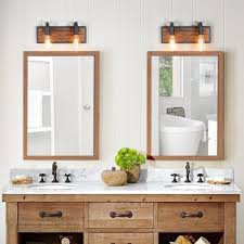 Rustic bathroom vanity lights that offer the finest handcrafted, rustic lighting available today. Lnc Rustic Bathroom Vanity Light Wayner 2 Light Matte Black Wood Vanity Light Modern Industrial Water Pipe Wall Sconce A03439 The Home Depot