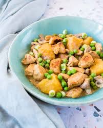 Curry De Poulet Printanier La Cerise Sur Le Maillot Recette Recette Petit Pois Poulet Recette Curry