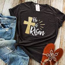 Check spelling or type a new query. He Is Risen Tshirt Easter 2020 Cross Tee Womens Christian Graphic Tees Women Harajuku Couple Clothes Print O Neck Buy At The Price Of 6 79 In Aliexpress Com Imall Com