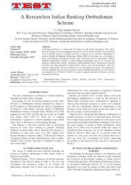 The bank rejects the complaint, Pdf A Research On Indian Banking Ombudsman Scheme