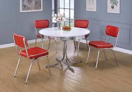 2388 2450r 5 Pc Retro Chrome Finish 50 S Diner Round White Top Dining Table Set Retro Dining Rooms Retro Dining Table Dining Room Sets
