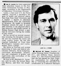 Leo A Lyons appointed State Education Liaison Times Nov 18 1990 pg 47