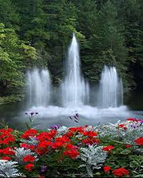 Waterfalls Red Flowers Wall Art Print Waterfalls Scenery Canvas Print Art Artwork Beautiful Photography Nature Beautiful Landscape Wallpaper Beautiful Nature