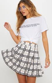 Black And Yellow Checkered Skirt Plaid Skirts Checkered Skirts Tartan Skirts Prettylittlething Usa Split Skirt Checkered Skirt Plaid Skirts
