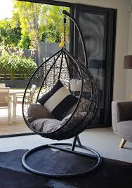 Morocco Medium Tear Drop Hanging Chair In Black With Cement Cushions The Furniture Shack There's nothing quite like a cool hanging chair to bring a statement into your favorite spaces.