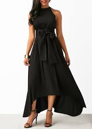 Black Belted Asymmetric Hem Dress And Cardigan Rosewe Com Usd 33 96 Black Dresses Classy Belted Dress Tie Maxi Dress