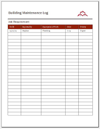 Building Maintenance Log Templates Word Excel Templates