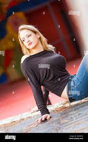 Adolescent teen with big boobs breasts Stock Photo - Alamy