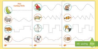 During spring season make sure to download the cut and paste easter eggs or cut and paste letters activities. Pets Themed Cutting Skills Worksheet Worksheets