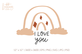 Download I Love You Svg Love Quote Rainbow Svg Graphic By Cyrilliclettering Creative Fabrica PSD Mockup Templates