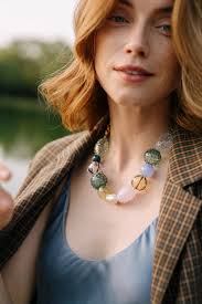 Iris Glass Blown Necklace Gold by Noonday, Statement Handmade Jewelry for Fall Fashion Gifts