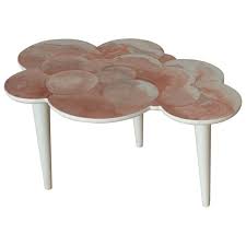 The clouds coffee table set consists of three layers of varying sizes, shapes, and heights that come together to form one dynamic piece. Coffee Table Pink Scagliola Artistic Top Cloud Shape White Wooden Legs Handmade At 1stdibs