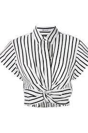 Black And White Striped Shirt Crop Top 12 Crop Tops You Ll Actually Want To Wear This Fall Cropped White Shirt White Short Sleeve Tops Striped Crop Top