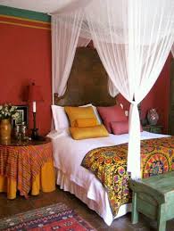 Bohemian gypsy bedding, canopy swags. 70 Mysterious Moroccan Bedroom Designs Digsdigs