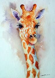 Giraffe Watercolor Original Animal Painting 9x12 Giraffe Art Giraffe Painting Animal Paintings
