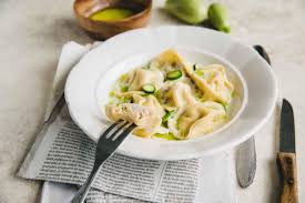 Tortellini Stuffed With Mortadella And Lovage Sauce Recipe Dinner Fancy Dinner Mushy Peas
