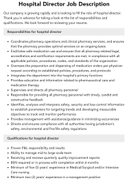 Hospital Director Job Description | Velvet Jobs