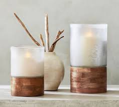 Light up the room with unique candle holders in edgy marbles, metallics and shaded glass. Handcrafted Wood Frosted Glass Candleholders Pottery Barn