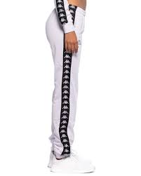 Black And White Pants Womens Kappa Womens 222 Banda Wrastoria White Slim Pant Side Track Pants Women Kappa Clothing Black Slim Pants