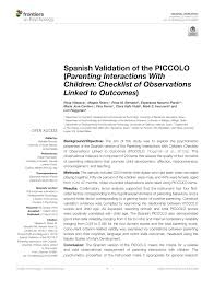 But in the spanish equiv. Pdf Spanish Validation Of The Piccolo Parenting Interactions With Children Checklist Of Observations Linked To Outcomes