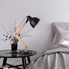 Mutuw Wooden Swing Arm Desk Lamp E26 E27 Led Bulb Lamp 40w Metal Wooden Perfect For Reading Study Work Office Black Desk Lamp Lamp Led Bulb