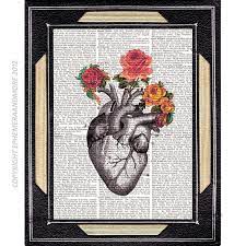 While some flowers are subtle or send mixed messages, the bleeding heart is both bold and the bleeding heart is one of the most literal flowers used symbolically today. Anatomical Human Heart With Vintage Roses Sweet By Ephemeraandmore 10 00 Heart Art Print Anatomical Heart Art Art Prints