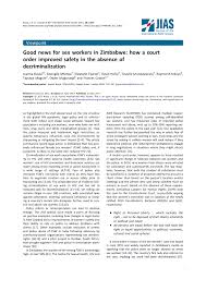 Pdf Good News For Sex Workers In Zimbabwe How A Court Order Improved Safety In The Absence Of Decriminalization