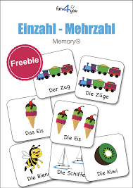 Ein Mehrzahl Memory Freebie Unterrichtsmaterial In Den Fachern Daz Daf Deutsch Mehrzahl Einzahl Mehrzahl Memory Spiele