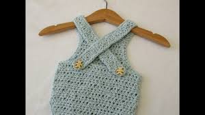 Very Easy Crochet Cross Back Baby Romper Tutorial Youtube