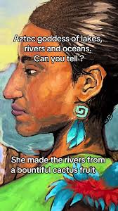 Chalchiuhtlicue. Aztec goddess of rivers and lakes. So beautiful imho…  though she also mightve drowned you. So 🤷🏽‍♂️ … heads up? #ocean #goddess  #art #painting #aztec #chalchiuhtlicue #acrylic