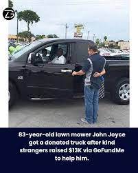 Community helps elderly lawn mower with new truck