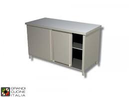 Thanks to the spacious design of these products, they can also be used to store cleaning supplies, rags, and other janitorial supplies. Stainless Steel Cabinet Work Table With Sliding Doors Aisi 304 Length 120 Cm Width 60 Cm