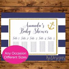 Nautical Seating Chart Printable Navy And Gold Nautical Table Seating Chart Baby Shower Bridal Shower Birthday Wedding Seating Chart