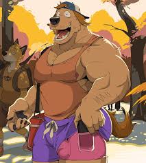 general:[anthro bottomwear bulge clothed clothing  detailed_bulge duo fully_clothed genital_outline happy hat  headgear headwear looking_at_viewer male muscular  muscular_anthro muscular_male - Rule 34 Dev
