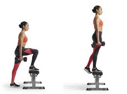 Step up is an exercise that helps your cardio, strengthens thigh quadriceps, and maintain body balance. How To Do A Dumbbell Step Up For Seriously Toned Legs